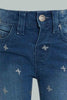 Redtag-Blue-Butterfly-Glitter-Printed-Jean-Jeans-Slim-Fit-Infant-Girls-3 to 24 Months