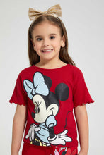 تنزيل الصورة على معرض الصور، Redtag-Red-S/Slv-Casual-T-Shirt-With-Minnie-Placement-Print-Blouses-Girls-2 to 8 Years
