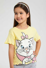 تنزيل الصورة على معرض الصور، Redtag-Lt.-Yellow-S/Slv-Casual-T-Shirt-With-Marie-Placement-Print-Blouses-Girls-2 to 8 Years
