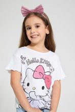 تنزيل الصورة على معرض الصور، Redtag-White--S/Slv-Casual-T-Shirt-With-Helllo-Kitty---Placement-Print-Blouses-Girls-2 to 8 Years
