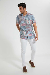 Redtag-Assorted-Viscose-Shirt-S/S-Casual-Shirts-Men's-