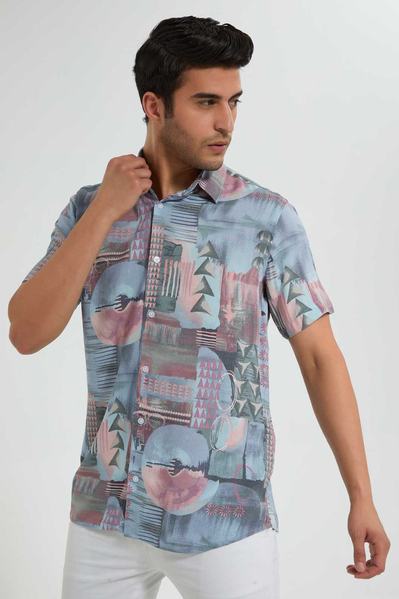 Redtag-Assorted-Viscose-Shirt-S/S-Casual-Shirts-Men's-