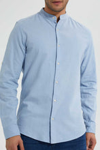 تنزيل الصورة على معرض الصور، Redtag-Blue-Mandrain-Collar-Linen-Shirt-Casual-Shirts-Men&#39;s-
