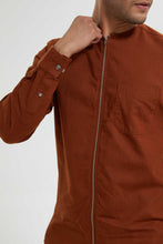 تنزيل الصورة على معرض الصور، Redtag-Rust-Zipper-Shirt-Casual-Shirts-Men&#39;s-
