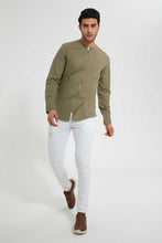 تنزيل الصورة على معرض الصور، Redtag-Olive-Zipper-Shirt-Casual-Shirts-Men&#39;s-
