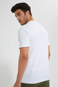 Redtag-White-Crew-Neck-T-Shirt-With-Studs-Embellished-Men's-