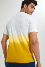 تنزيل الصورة على معرض الصور، Redtag-White-Dip-Dye-Crew-Neck-T-Shirt-Embellished-Men&#39;s-
