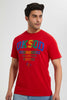 Redtag-Red-Crew-Neck-T-Shirt-With-Studs-Embellished-Men's-