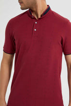 Load image into Gallery viewer, Redtag-Burgandy-Printed-Standup-Collar-Polo-Shirt-Polo-Shirts-Men&#39;s-
