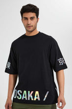 Load image into Gallery viewer, Redtag-Black-Crew-Neck-T-Shirt-Embellished-Men&#39;s-
