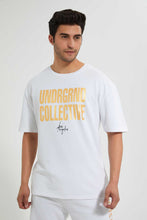 Load image into Gallery viewer, Redtag-White-Gold-Foil-Printed-Loungewear-T-Shirt-Loungewear-Men&#39;s-
