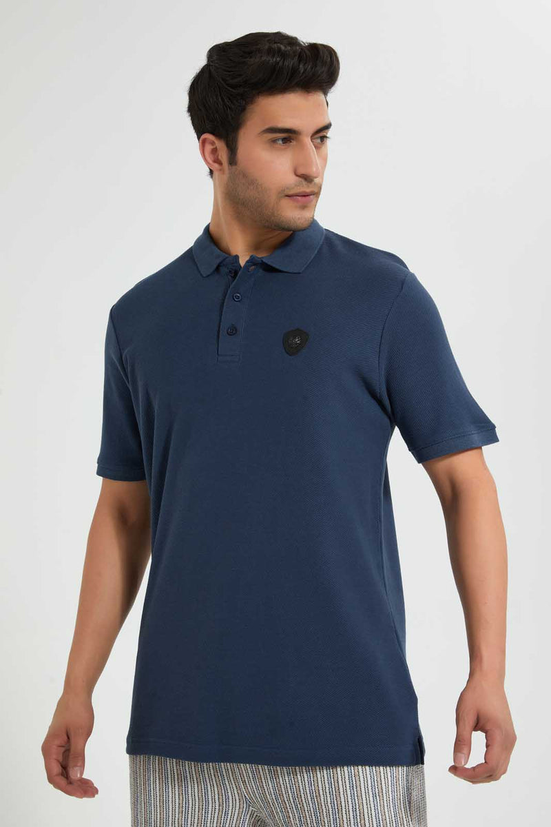 Redtag-Navy-Polo-Shirt-With-Chest-Logo-Polo-Shirts-Men's-