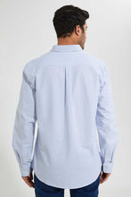 تنزيل الصورة على معرض الصور، Redtag-Blue-Stripes-Oxford-Shirt-Casual-Shirts-Men&#39;s-
