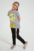 Redtag-Black-Tweety-Active-Track-Pant-Character,-Colour:Black,-Filter:Girls-(2-to-8-Yrs),-Girls-Joggers,-New-In,-New-In-GIR,-Non-Sale,-S22B,-Section:Kidswear,-TBL-Girls-2 to 8 Years