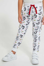 Load image into Gallery viewer, Redtag-White-Aop-Bunny-Active-Track-Pant-Joggers-Girls-2 to 8 Years
