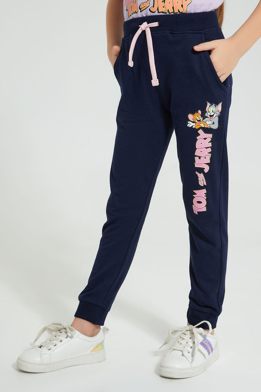 Redtag-Navy-Tom-&-Jerry-Active-Track-Pant-Character,-Colour:Navy,-Filter:Girls-(2-to-8-Yrs),-Girls-Joggers,-New-In,-New-In-GIR,-Non-Sale,-S22B,-Section:Kidswear,-TBL-Girls-2 to 8 Years