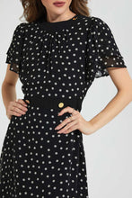 تنزيل الصورة على معرض الصور، Redtag-Black-Polka-Dot-Dress-Dresses-Women&#39;s-
