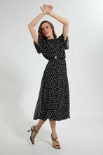 تنزيل الصورة على معرض الصور، Redtag-Black-Polka-Dot-Dress-Dresses-Women&#39;s-
