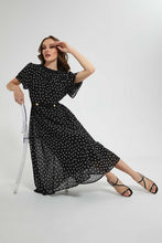 تنزيل الصورة على معرض الصور، Redtag-Black-Polka-Dot-Dress-Dresses-Women&#39;s-
