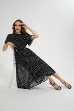 تنزيل الصورة على معرض الصور، Redtag-Black-Polka-Dot-Dress-Dresses-Women&#39;s-
