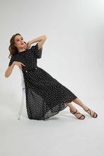 تنزيل الصورة على معرض الصور، Redtag-Black-Polka-Dot-Dress-Dresses-Women&#39;s-
