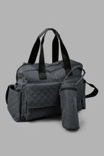 تنزيل الصورة على معرض الصور، Redtag-Diaper-Bag-Grey-Embroidery-Baby-Diaper-Bags-New-Born-Baby-
