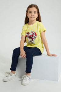 Redtag-Lt.-Yellow-Printed-Bunny---Short-Sleeve--Casual-T-Shirts-Character,-Colour:Yellow,-Filter:Girls-(2-to-8-Yrs),-Girls-T-Shirts,-New-In,-New-In-GIR,-Non-Sale,-S22B,-Section:Kidswear,-TBL-Girls-2 to 8 Years