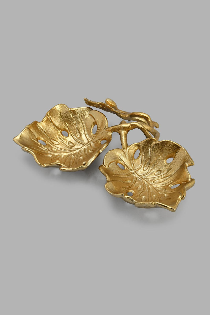Redtag-Gold-Twin-Leaf-Decorative-Platter-Platter-Home-Decor-