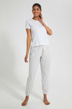 Load image into Gallery viewer, Redtag-White-Stripe-Printed-Pyjama-Bottom-Pyjama-Bottoms-Women&#39;s-
