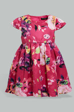 تنزيل الصورة على معرض الصور، Redtag-Fuschia-Floral-Printed-Dress-Dresses-Infant-Girls-3 to 24 Months
