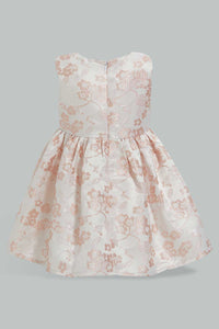 Redtag-Ivory-Floral-Jacquard-Dress-Dresses-Infant-Girls-3 to 24 Months