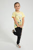 Redtag-Yellow---Short-Sleevelv-Casual-T-Shirts-With-Tweety-Placement-Print-Character,-Colour:Yellow,-Filter:Girls-(2-to-8-Yrs),-Girls-T-Shirts,-New-In,-New-In-GIR,-Non-Sale,-S22B,-Section:Kidswear,-TBL-Girls-2 to 8 Years