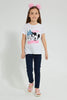 Redtag-White---Short-Sleevelv-Casual-T-Shirt-With-Micky-And-Minnie-Placement-Print-Character,-Colour:White,-Filter:Girls-(2-to-8-Yrs),-Girls-T-Shirts,-New-In,-New-In-GIR,-Non-Sale,-S22B,-Section:Kidswear,-TBL-Girls-2 to 8 Years