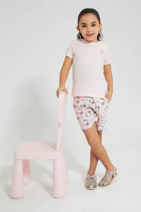 Redtag-Pink-Printed-Hello-Kitty-Short-Character,-Colour:Pink,-Filter:Girls-(2-to-8-Yrs),-Girls-Shorts,-New-In,-New-In-GIR,-Non-Sale,-S22B,-Section:Kidswear,-TBL-Girls-2 to 8 Years