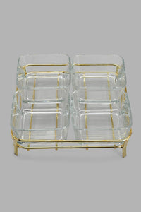 Redtag-Gold-Glass-Snack-Set-With-Stand-(5-Piece)-Serving-Bowls-Home-Dining-