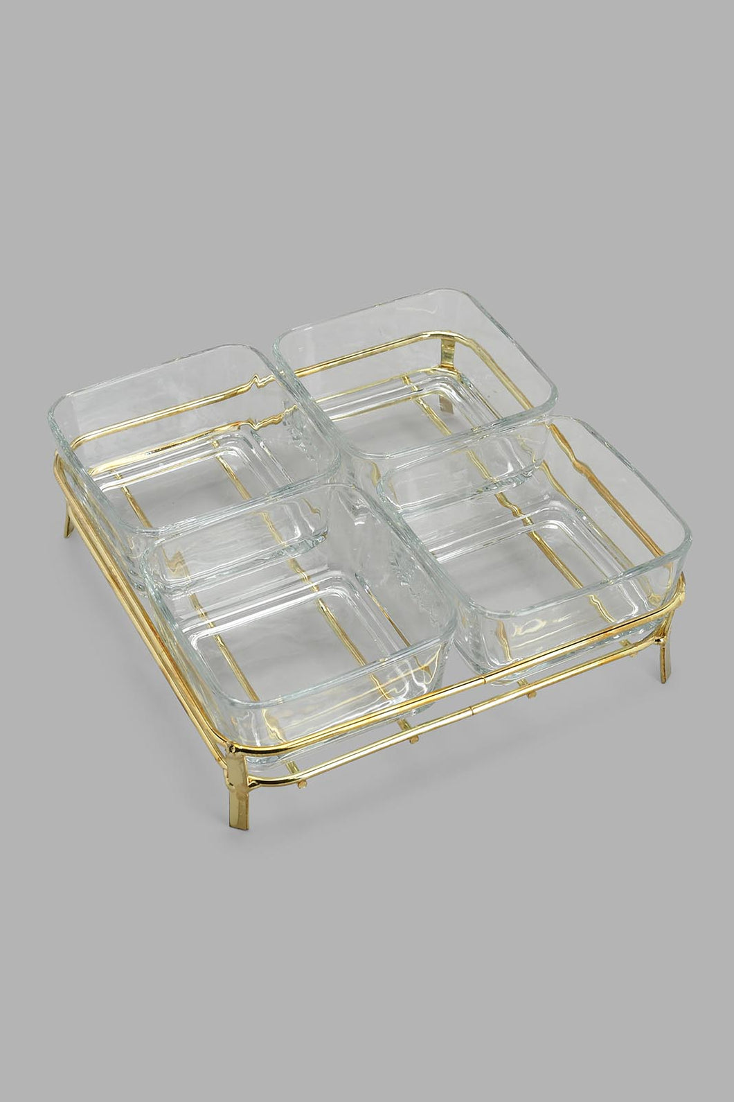 Redtag-Gold-Glass-Snack-Set-With-Stand-(5-Piece)-Serving-Bowls-Home-Dining-