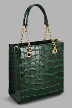 Load image into Gallery viewer, Redtag-Green-Croc-Textured-Day-Bag-Day-Bags-Women-
