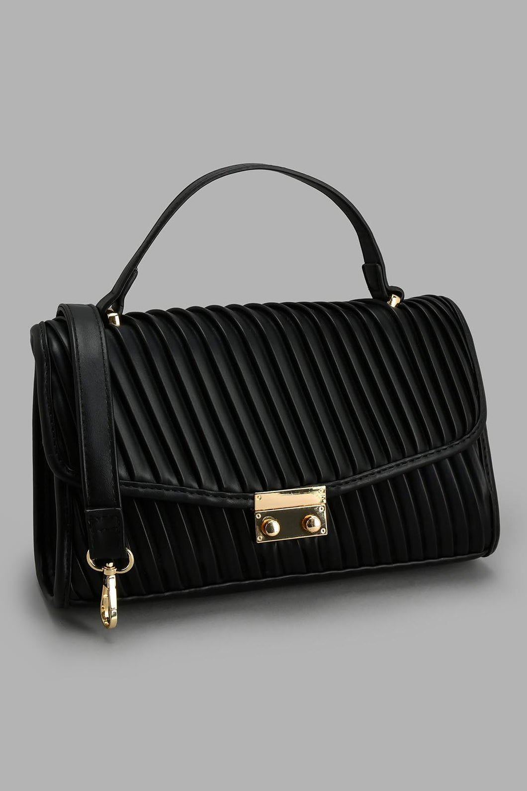 Redtag-Black-Pleated-Day-Bag-Day-Bags-Women-