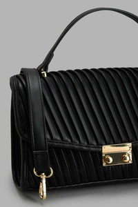 Redtag-Black-Pleated-Day-Bag-Day-Bags-Women-