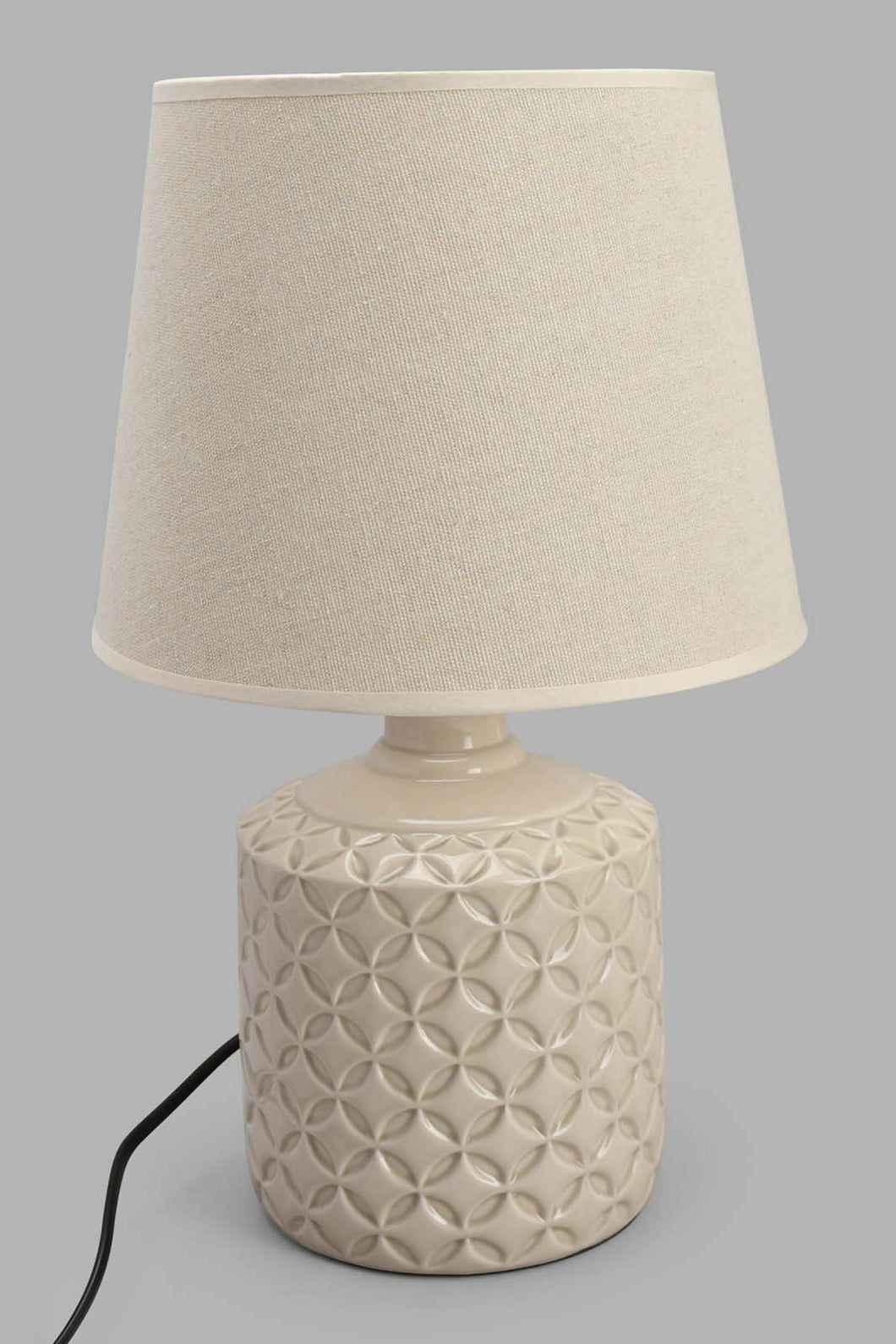 Redtag-Taupe-Embosed-Ceramic-Table-Lamp-Table-Lamps-Home-Decor-