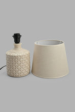 تنزيل الصورة على معرض الصور، Redtag-Taupe-Embosed-Ceramic-Table-Lamp-Table-Lamps-Home-Decor-
