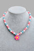 Pink Floral Necklace And Bracelet (Set of 2)