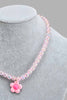 Pink Floral Necklace And Bracelet (Set of 2)