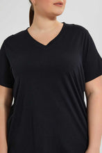 Load image into Gallery viewer, Redtag-Black-T-Shirt-For-Women-Graphic-T-Shirts-Women&#39;s-
