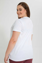 Load image into Gallery viewer, Redtag-White-V-Neck-T-Shirt-For-Women-V-Neck-T-Shirts-Women&#39;s-
