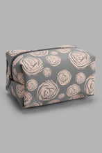 Load image into Gallery viewer, Redtag-Grey-And-Pink-Floral-Printed-Cosmetic-Pouches-Cosmetic-Pouches-Women-
