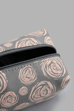 Load image into Gallery viewer, Redtag-Grey-And-Pink-Floral-Printed-Cosmetic-Pouches-Cosmetic-Pouches-Women-
