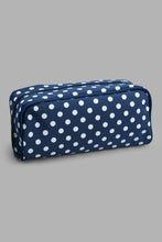 Load image into Gallery viewer, Redtag-Navy-Floral-And-Polka-Printed-Cosmetic-Pouches-Cosmetic-Pouches-Women-
