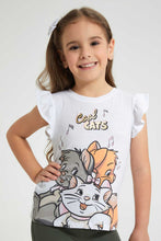 تنزيل الصورة على معرض الصور، Redtag-White-Ruffled-Slv-Casual-T-Shirt-With-Marie-Placement-Print-Blouses-Girls-2 to 8 Years
