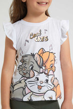 تنزيل الصورة على معرض الصور، Redtag-White-Ruffled-Slv-Casual-T-Shirt-With-Marie-Placement-Print-Blouses-Girls-2 to 8 Years
